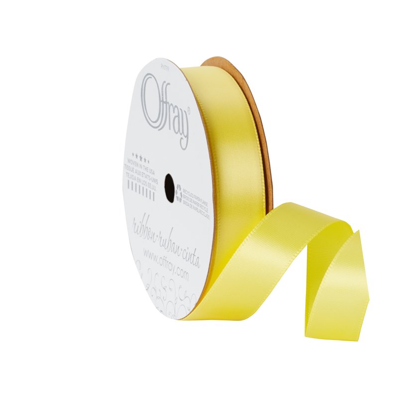 Lemon Yellow Polyester Ribbon - 3.12 x 0.62 Inches Craft Trim - Offray