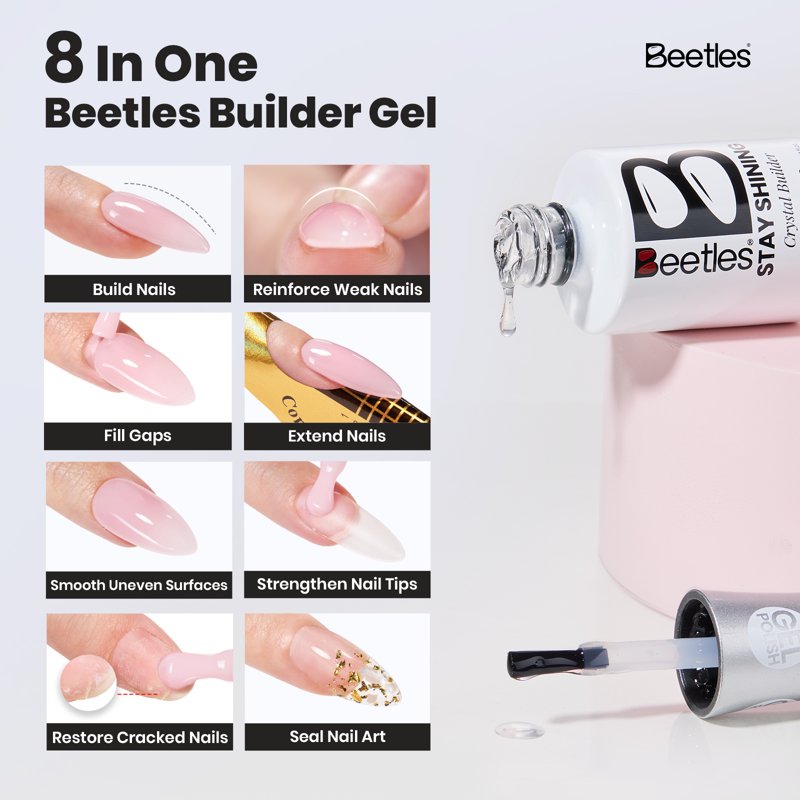 Clear Builder Gel for Nails - 0.51 fl oz Self-Leveling Nail Strengthening Gel