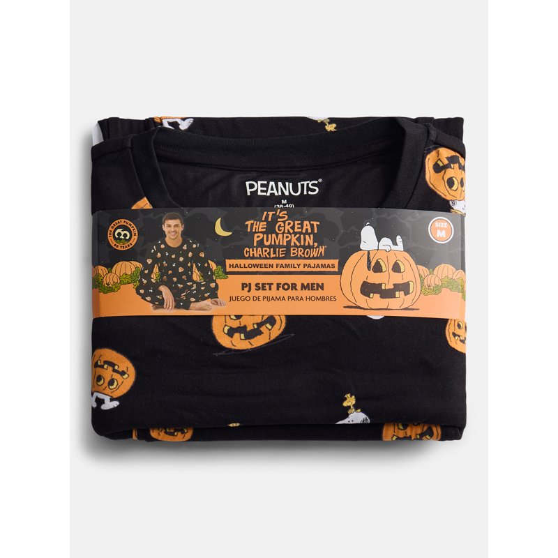 Men's Snoopy Halloween Pajama Set - Family Matching Long Sleeve Top & Pants, Size M