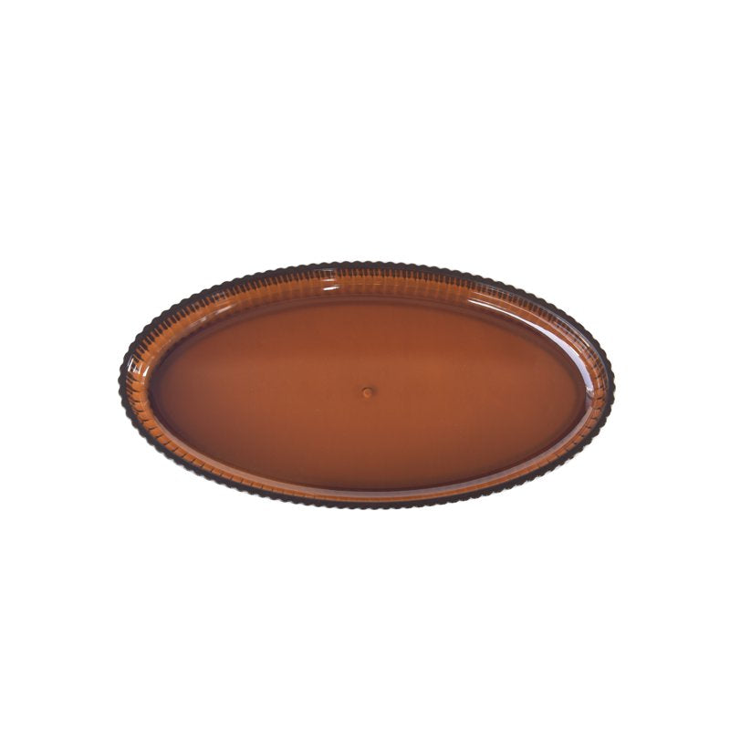 Fluted Bathroom Trinket Tray - Brown Plastic Organizer
