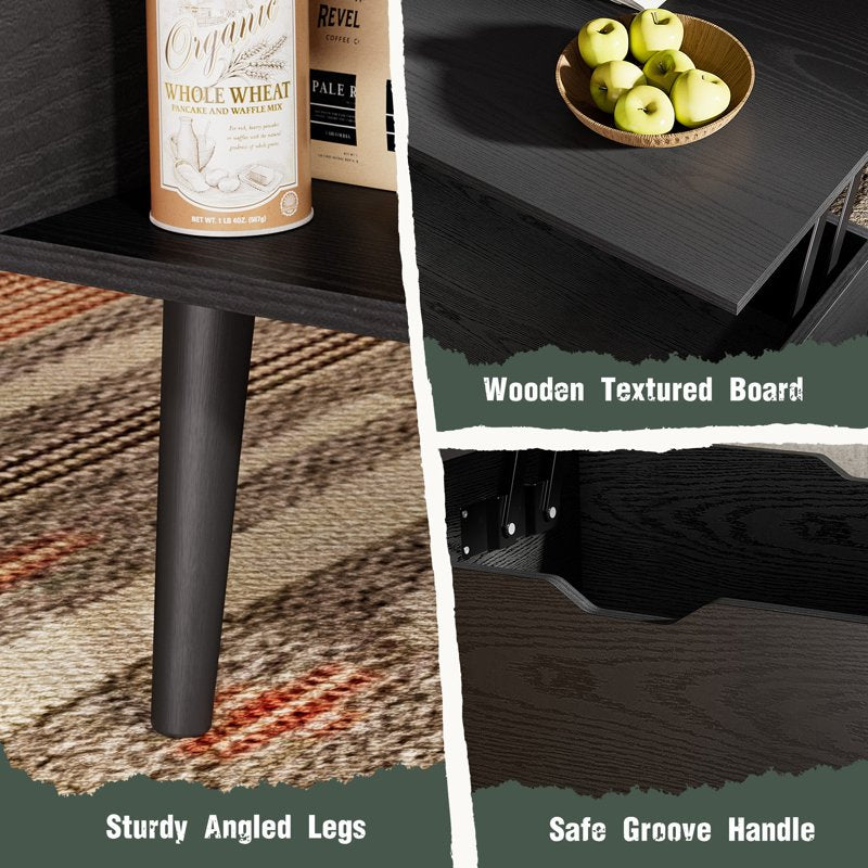 Lift Top Coffee Table with Hidden Compartment & Adjustable Shelf