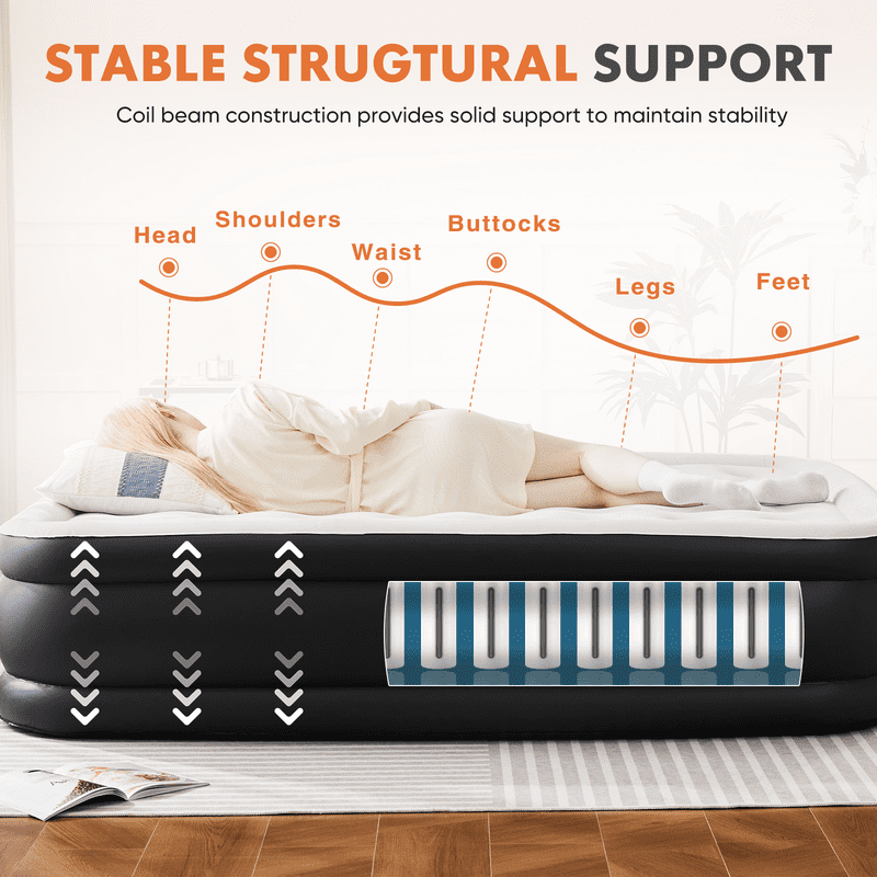 Queen Air Mattress with Built-In Pump - 18 Inch Double Height Inflatable Bed
