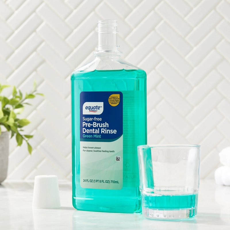 Sugar-Free Pre-Brush Dental Rinse - Plaque Loosening Mouthwash, Green Mint