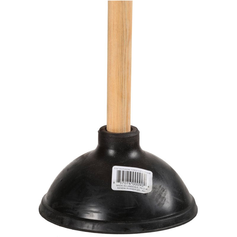 Toilet Plunger with Wooden Handle - Rubber Drain Cleaner for Toilets & Sinks