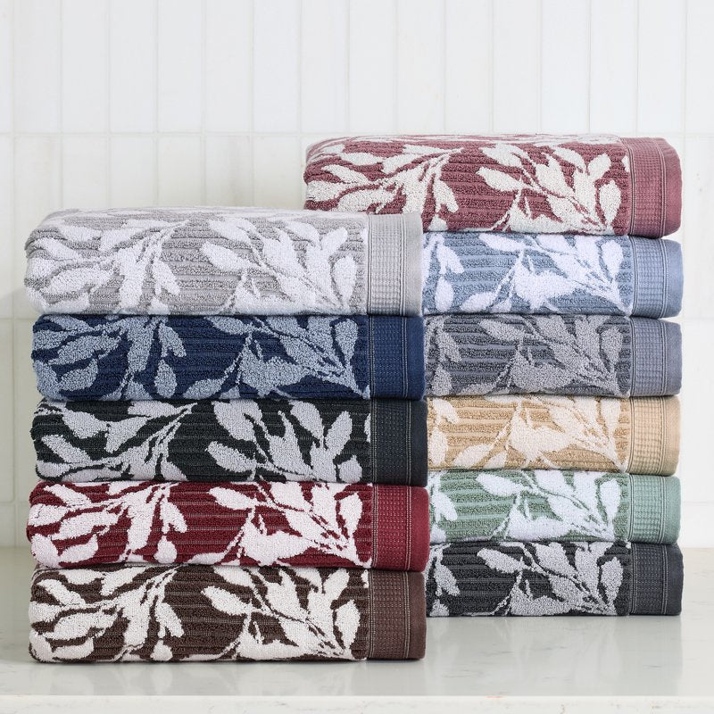 Soft Floral Bath Towel - Blue Silver/Arctic White - 30x56 Inches - Absorbent & Fade Resistant