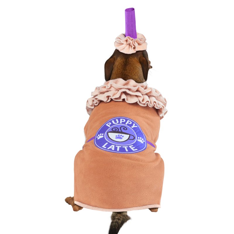 Pet Costume Puppy Latte for Dogs & Cats XL 30-45 lbs Whimsical Coffee Themed Dress-Up