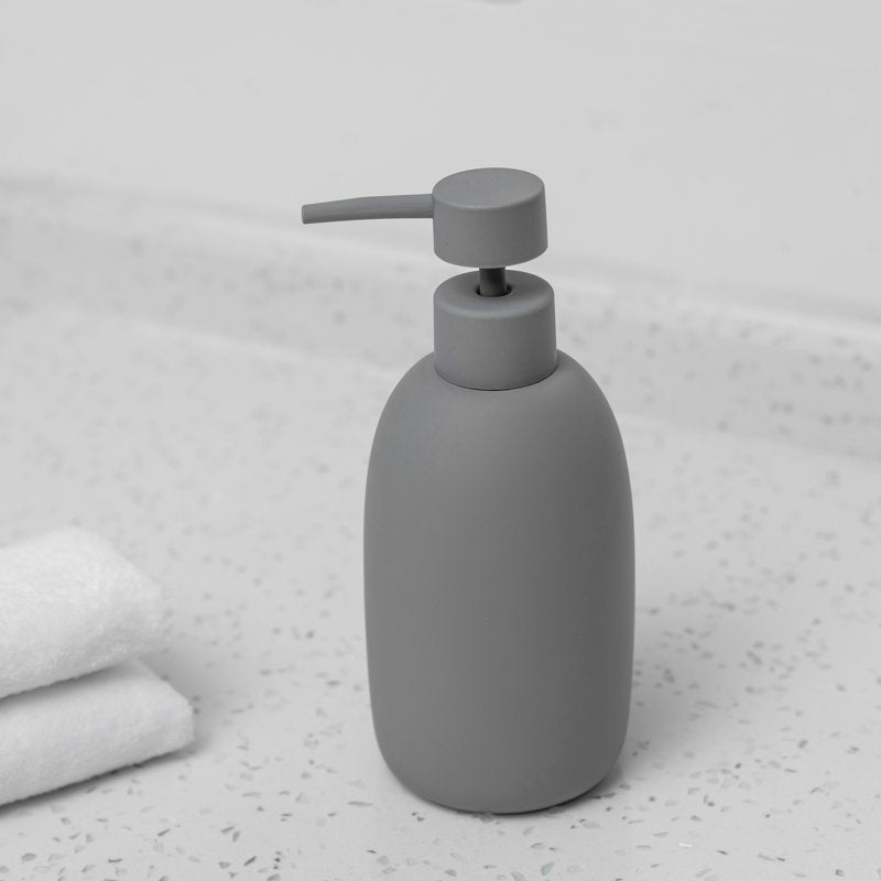 Grey Ceramic Stoneware Bathroom Accessory Set - Soap Dispenser, Tumbler & Tray, Variation of THIS listing