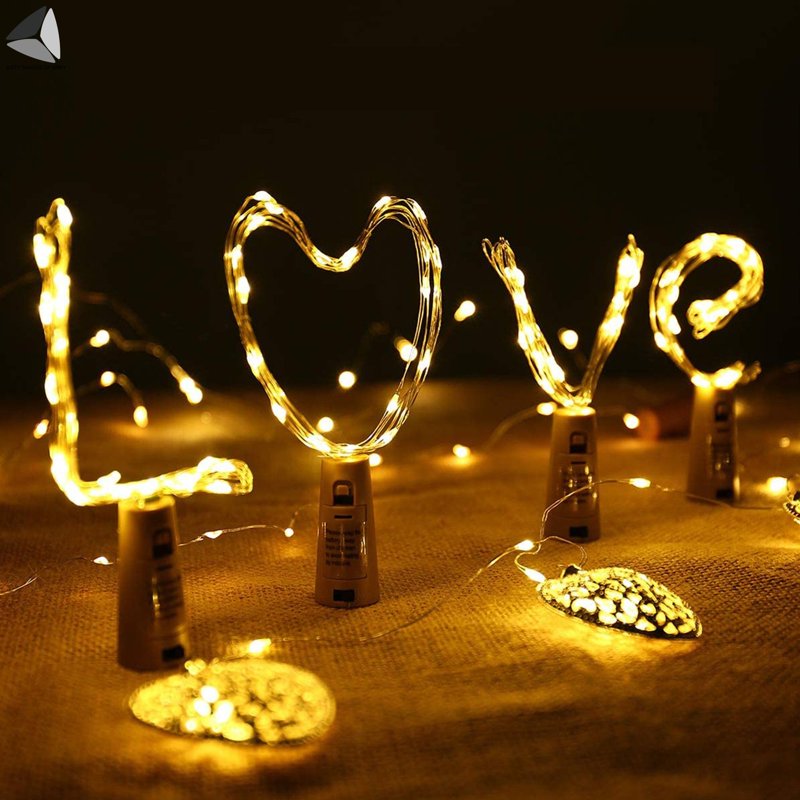 Wine Bottle Cork Lights with 15 LEDs - Warm White, 2.46ft String, Battery Operated