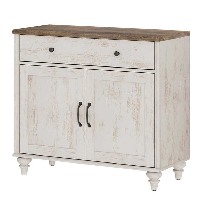 Rustic White Buffet Cabinet with 2 Doors & 1 Drawer - 34-Inch