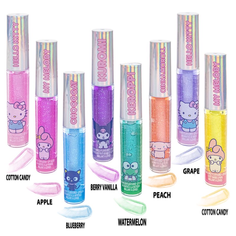 8-Piece Kids Fruit Flavored Lip Gloss Set, Non-Toxic Moisturizing Gloss