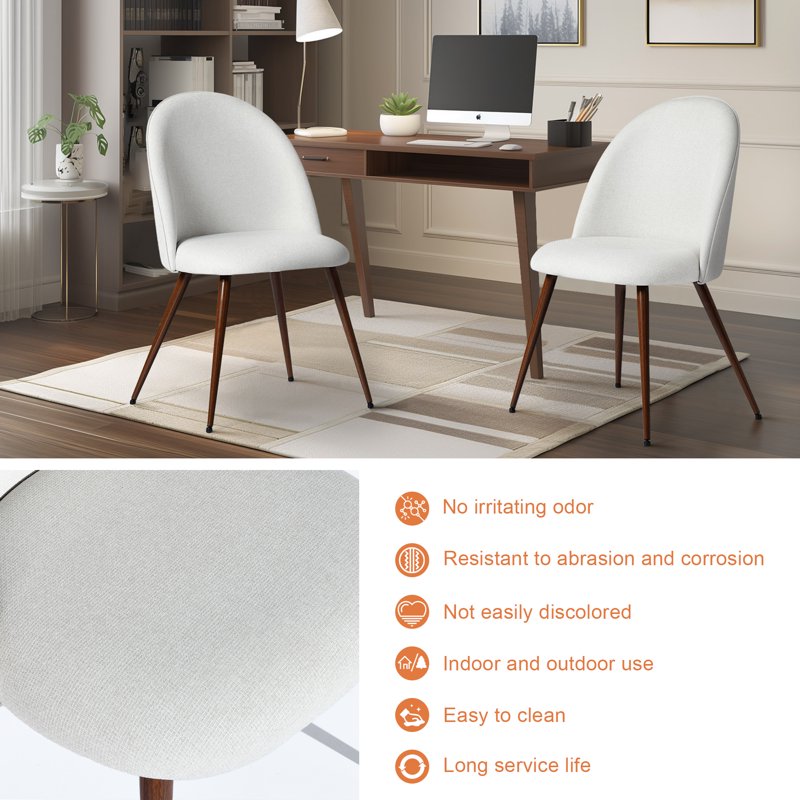 Dining Chair Set of 2 - Upholstered Kitchen Nook Chairs, Beige