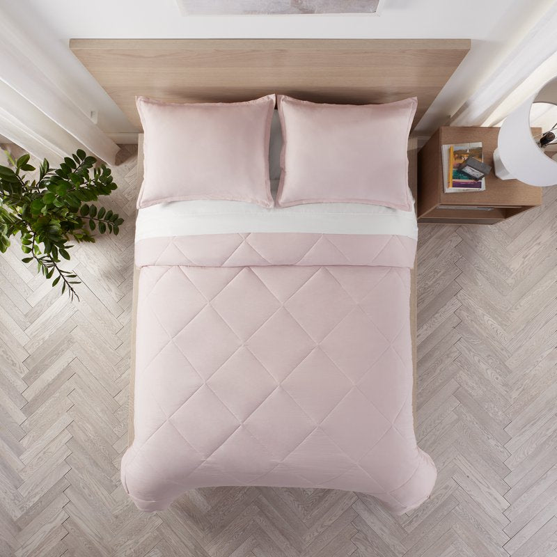 Cooling Bed Set - King, Pink, 7-Piece Reversible Bedding Comforter & Sheets
