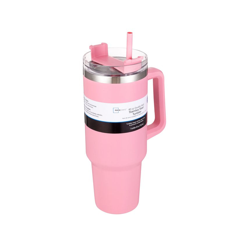 40 oz Pink Stainless Steel Double-Wall Insulated Tumbler