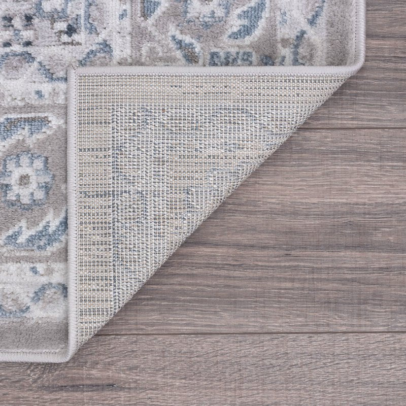 Indoor Doormat 2' x 3' Gray Traditional Medallion Floor Mat for Entrance