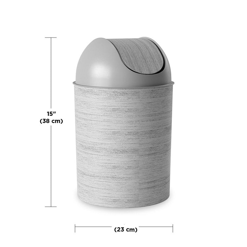 Mezzo 2.5 Gallon Swing Top Trash Can - Graywood Finish