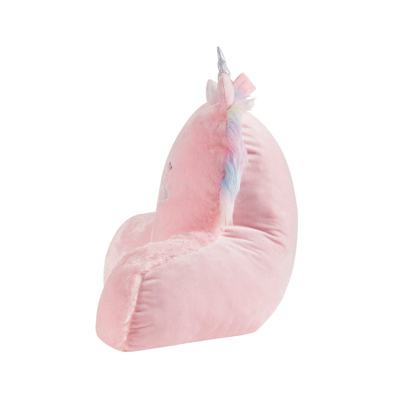 Pink Unicorn Faux Fur Backrest Lounger Pillow - Kids Decorative Cushion