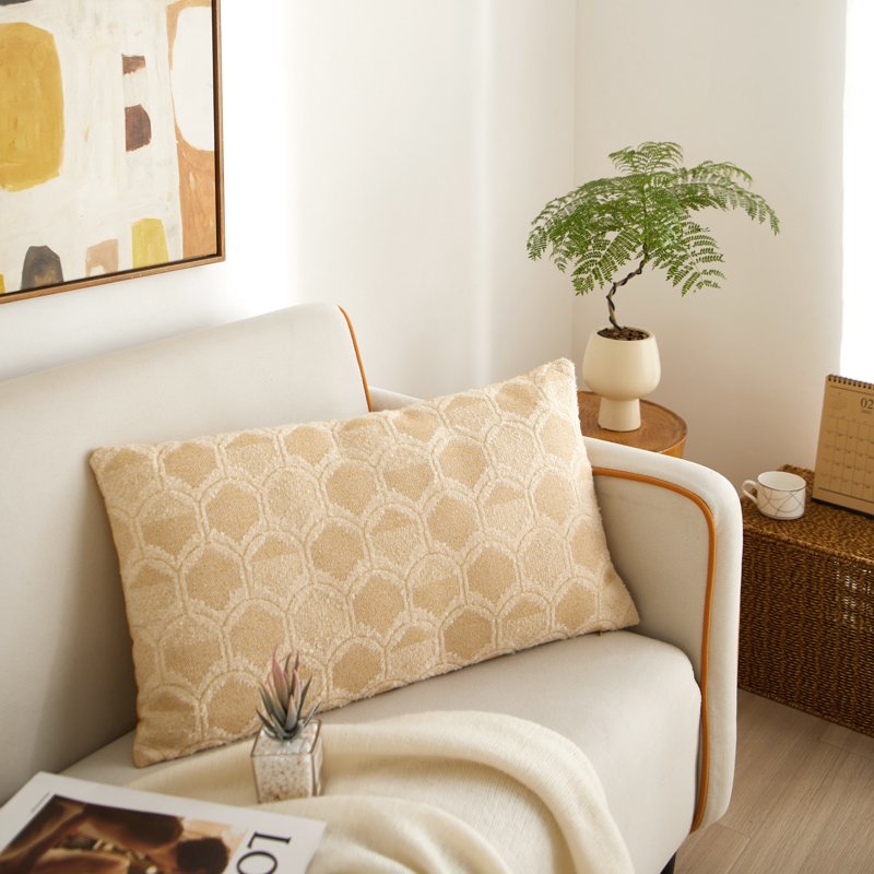 Yellow Oblong Decorative Pillow - 14 x 24 Inch Indoor Accent Cushion - Variation 1