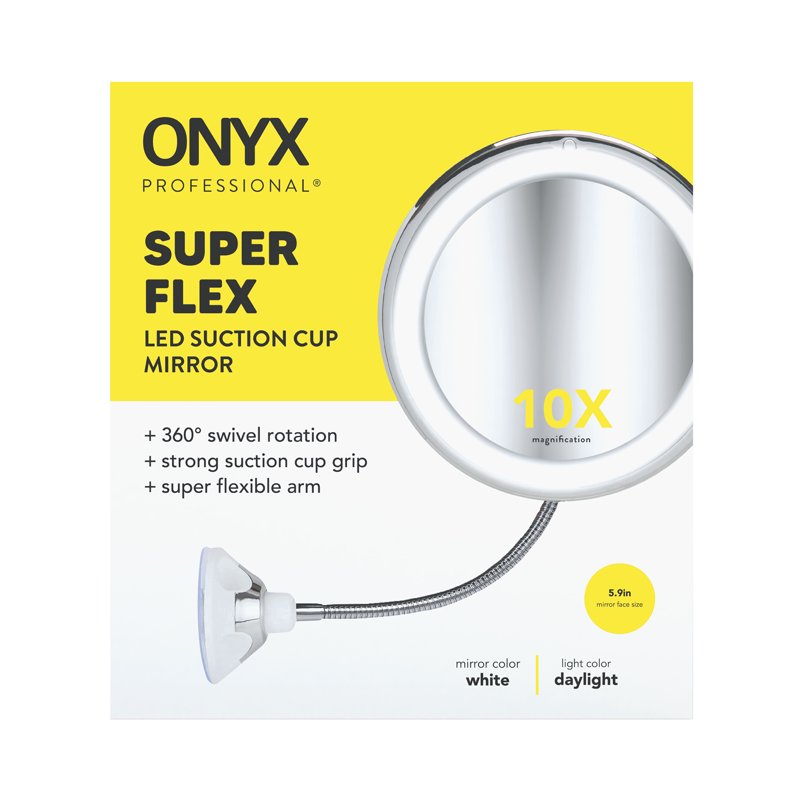 LED Makeup Mirror with 10x Magnification and Suction Cup Mount