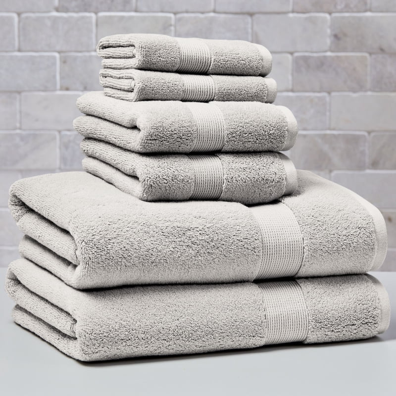 Soft Silver Cotton Bath Towel Set - 4 Piece, Extra Absorbent & Loftier