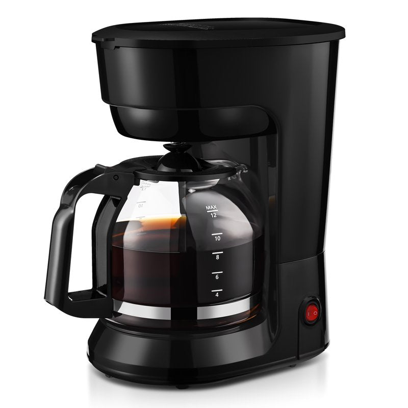 12-Cup Drip Coffee Maker - Black with Removable Filter Basket