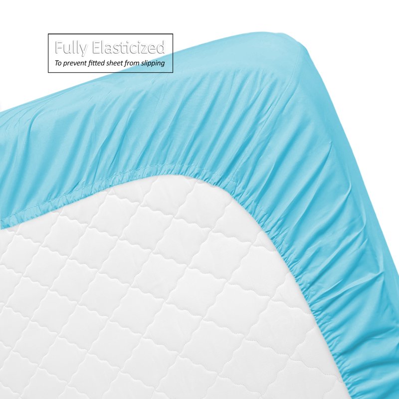 King Size Microfiber Bed Sheet Set - Beach Blue, 1800 Thread Count, Deep Pocket