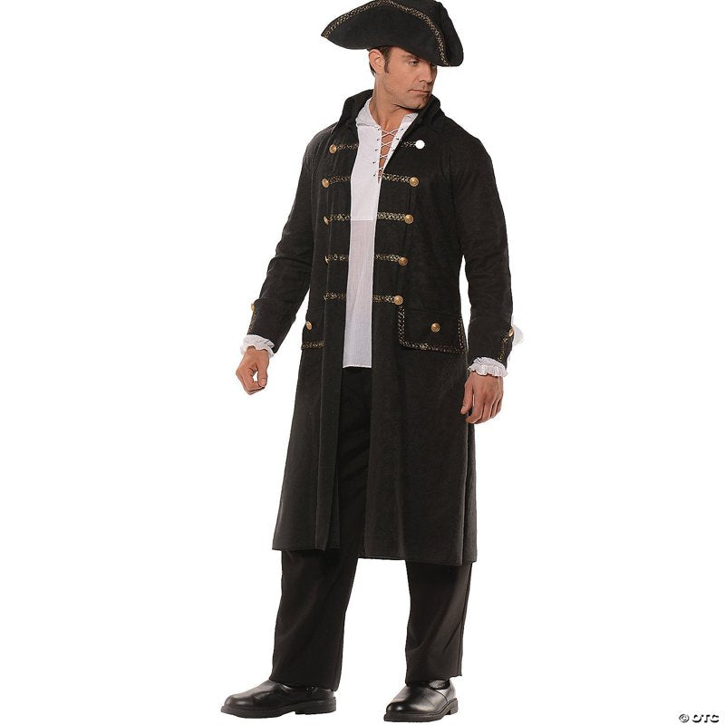 Brown Pirate Costume Set for Men with Faux Leather Coat & Hat - Halloween Outfit