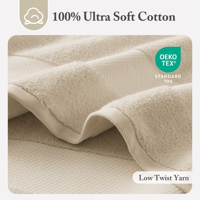 AsterOutdoor 6-Piece Turkish Cotton Bath Towel Set - Sand, 600 GSM Luxury & Absorbent