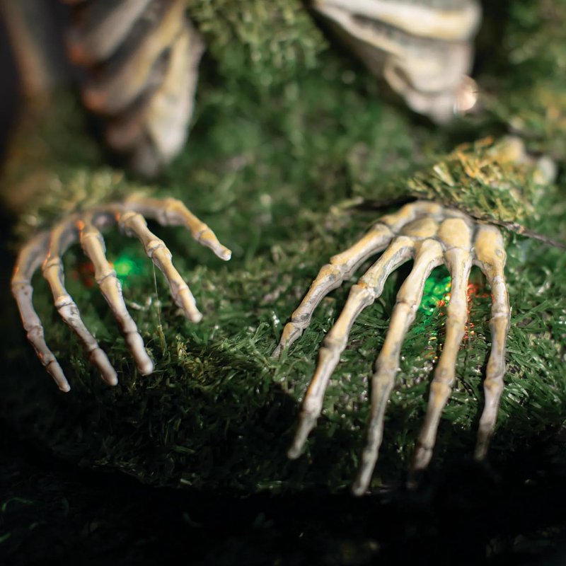 Halloween Skeleton Tabletop Animated Decor - Mossy Skeleton Prop 9.75" x 14.75"