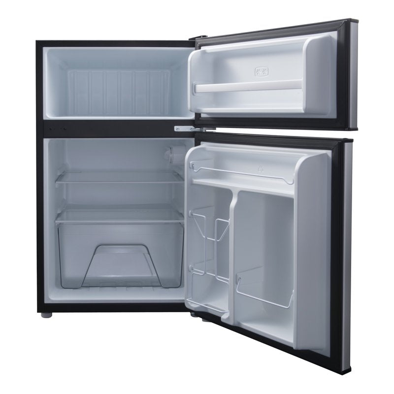 3.1 Cu Ft Two Door Mini Fridge with Freezer - Stainless Steel