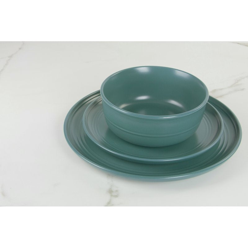 Emerald Green Stoneware Salad Plate Set - 8.25" Round, Set of 6