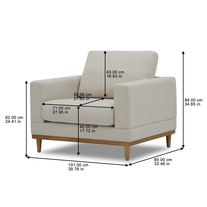 Springwood Accent Chair - Cream Linen with Solid Wood Frame
