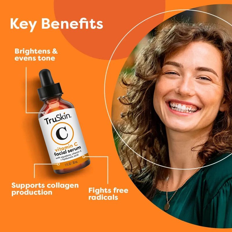 Vitamin C Facial Serum with Squalane & Hyaluronic Acid for Anti-Aging