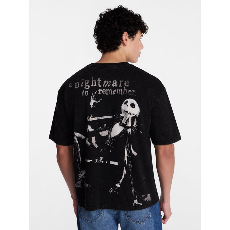 Nightmare Before Christmas Jack Skellington Halloween Graphic Tee - Black Wash 2XL