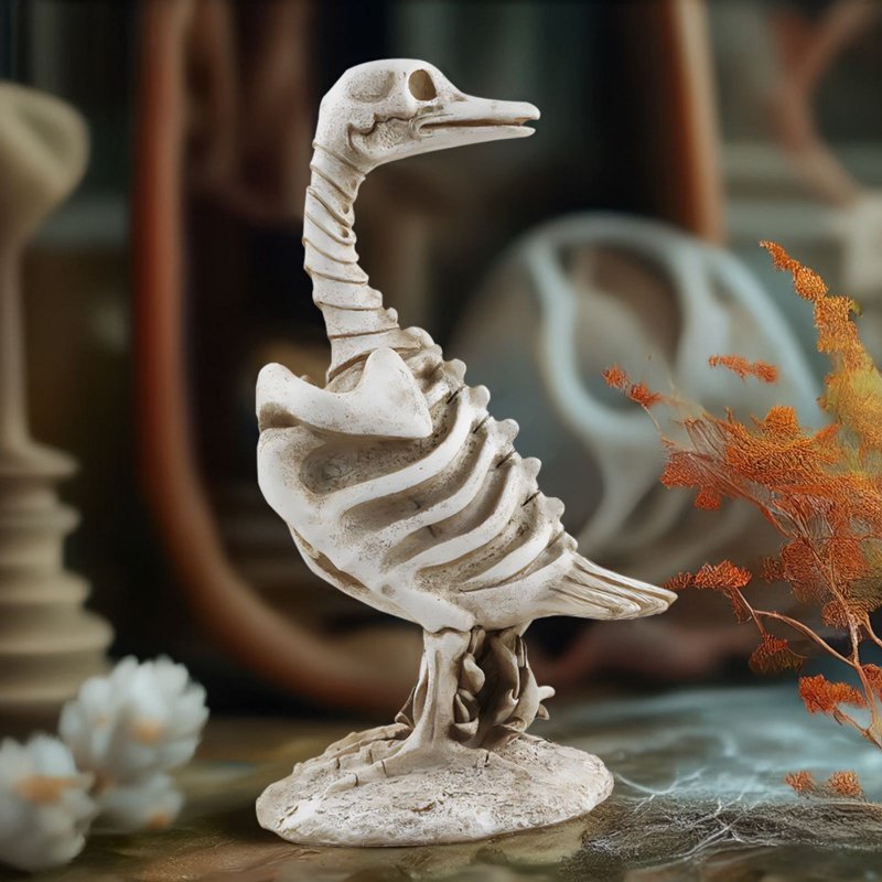 Halloween Duck Skeleton Decoration - Realistic Bone Fossil Indoor Outdoor Prop - Z-B Variation