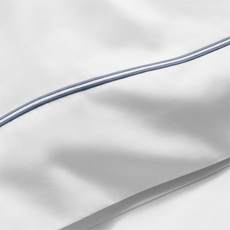 King Pillowcases - Gypsum/Washed Indigo 300 Thread Count Pima Cotton Percale Set - Hotel Style