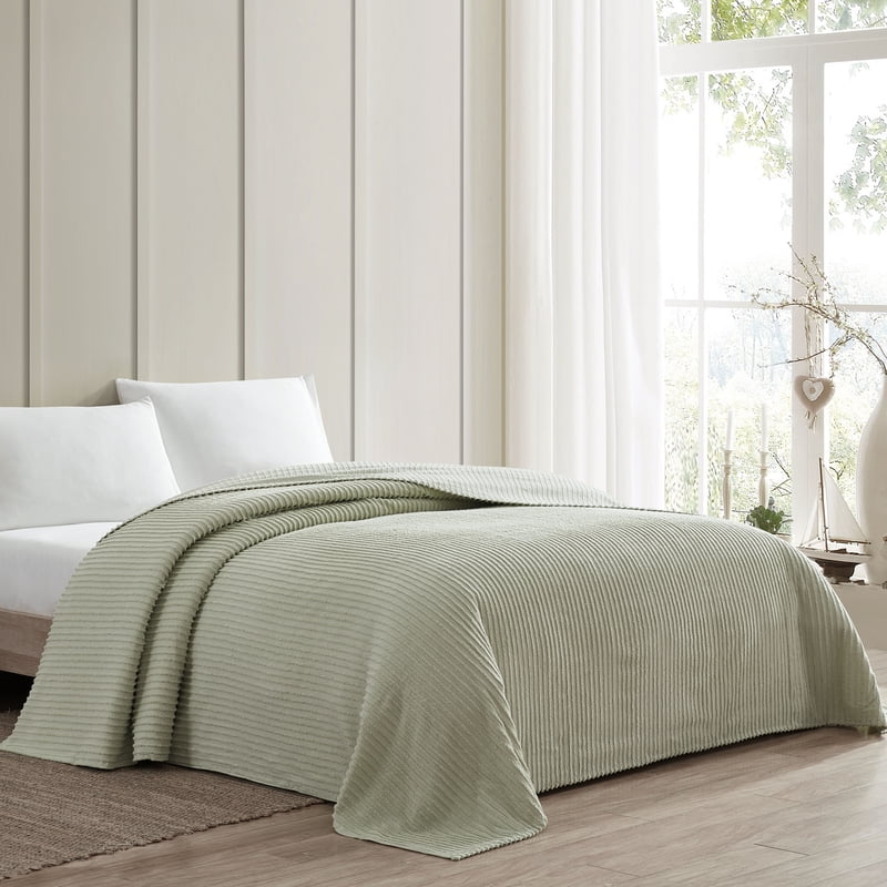 Twin Sage Channel Chenille Bedspread - Luxurious Cotton Textured Bedding