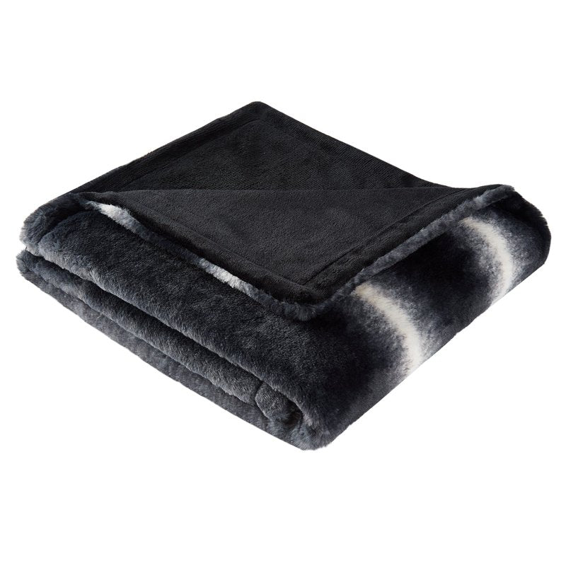 Black and White Velvet Plush Fleece Throw Blanket 50x60 Inches - Cozy Home Decor
