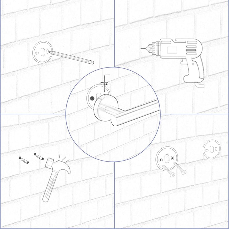 6-Piece Stainless Steel Bathroom Towel Rack Set Wall Mount - Rustproof & Modern