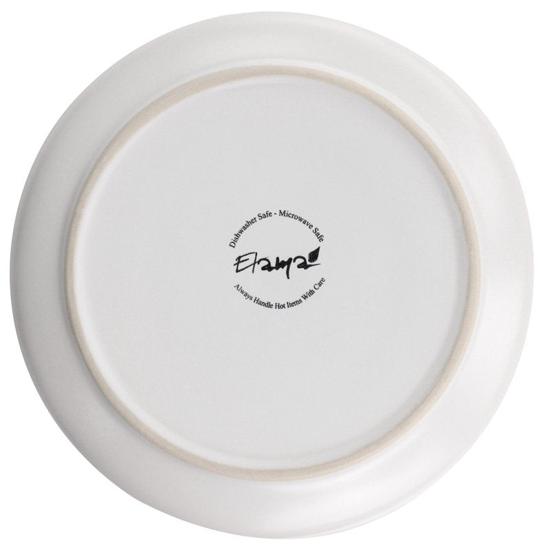 6 Piece Stoneware Salad Plate Set - Matte White with Gold Rim