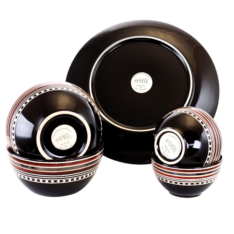 16 Piece Double Bowl Dinnerware Set - Red