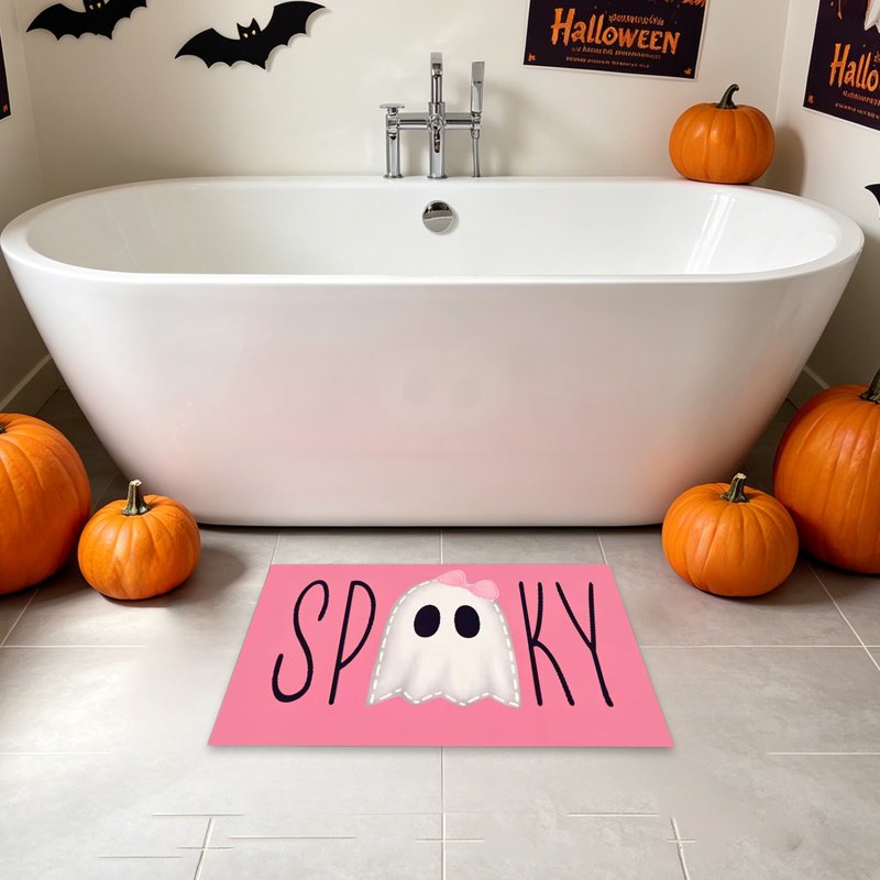 Halloween Ghost Doormat Y - Soft Imitation Pashm Floor Rug for Entryway & Indoor Use