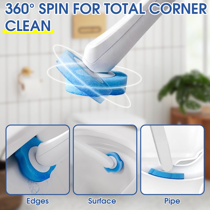 Toilet Wand with 16 Disposable Refills and Storage Caddy – Deep Cleaning & Sanitary Bathroom Brush Set