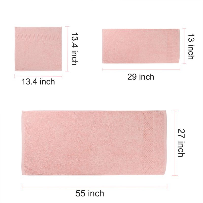 Pink Bath Towel Set - 6 Pieces Ultra-Absorbent Cotton Plush Towels for Home & Spa