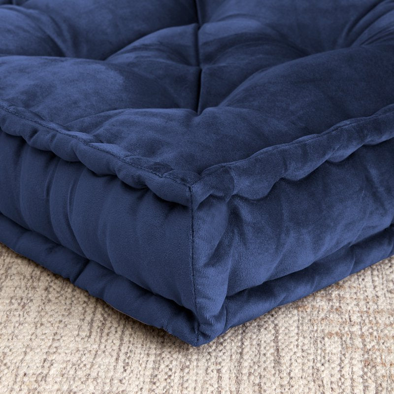 Navy Tufted Square Yoga Floor Pillow - 20" x 20"