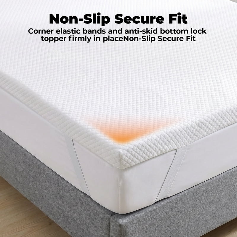 White 3 Inch Gel Memory Foam Mattress Topper - Detachable Cover, Queen Size