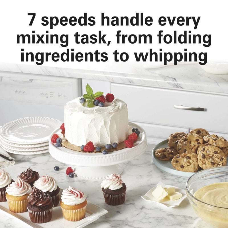 Stand Mixer 4 Quart with 7 Speeds & Attachments - Silver