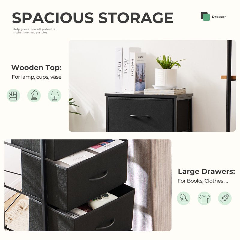 4-Drawer Fabric Dresser Cabinet for Living Room & Bedroom