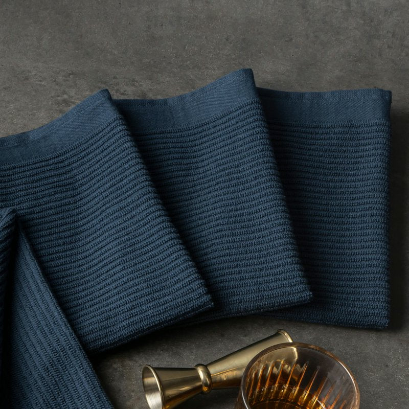 Ultra Absorbent Navy Cotton Kitchen Towels - 4 Pack