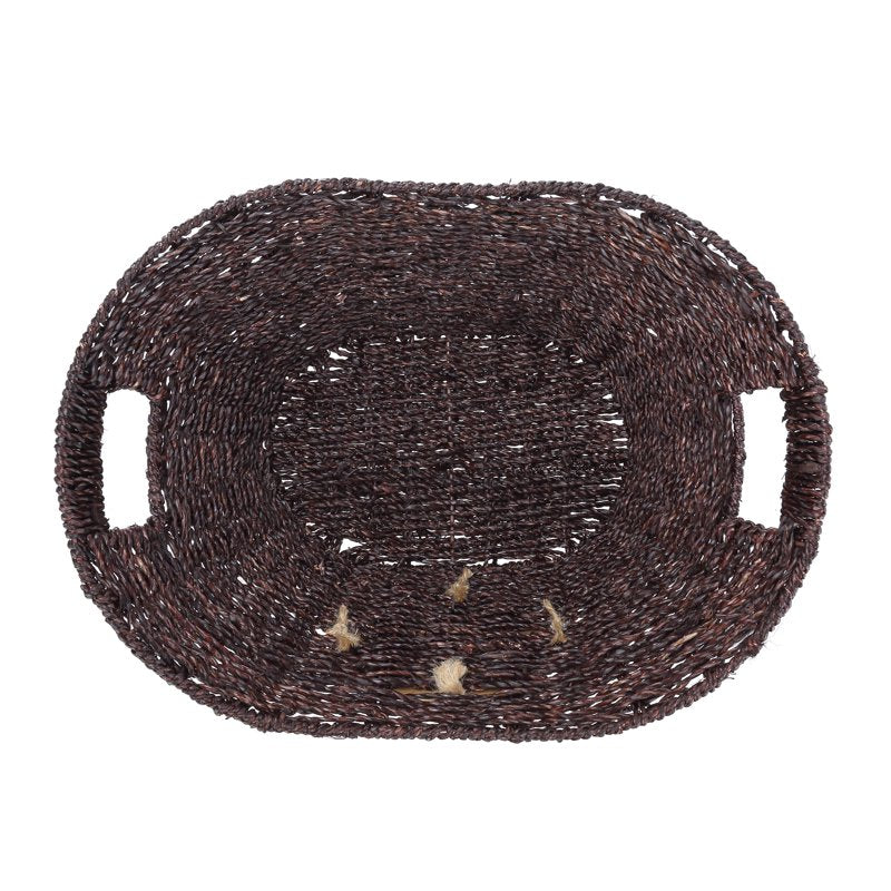 3 Pack Seagrass Storage Baskets with Chalkboard Labels & Handles - Oval 15.94x12.01x6.61 in