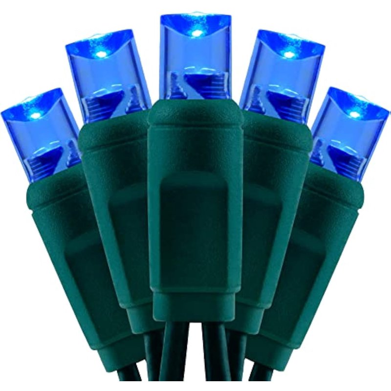 Outdoor LED Holiday String Lights - Blue 50 FT, 150 Mini Bulbs, Connectable